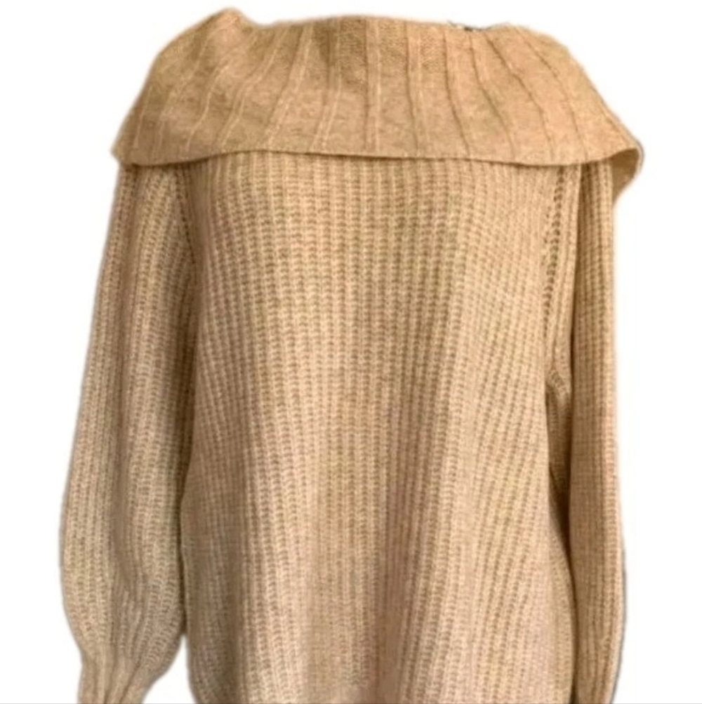 FALLS CREEK Off-the-Shoulder Beige Sweater